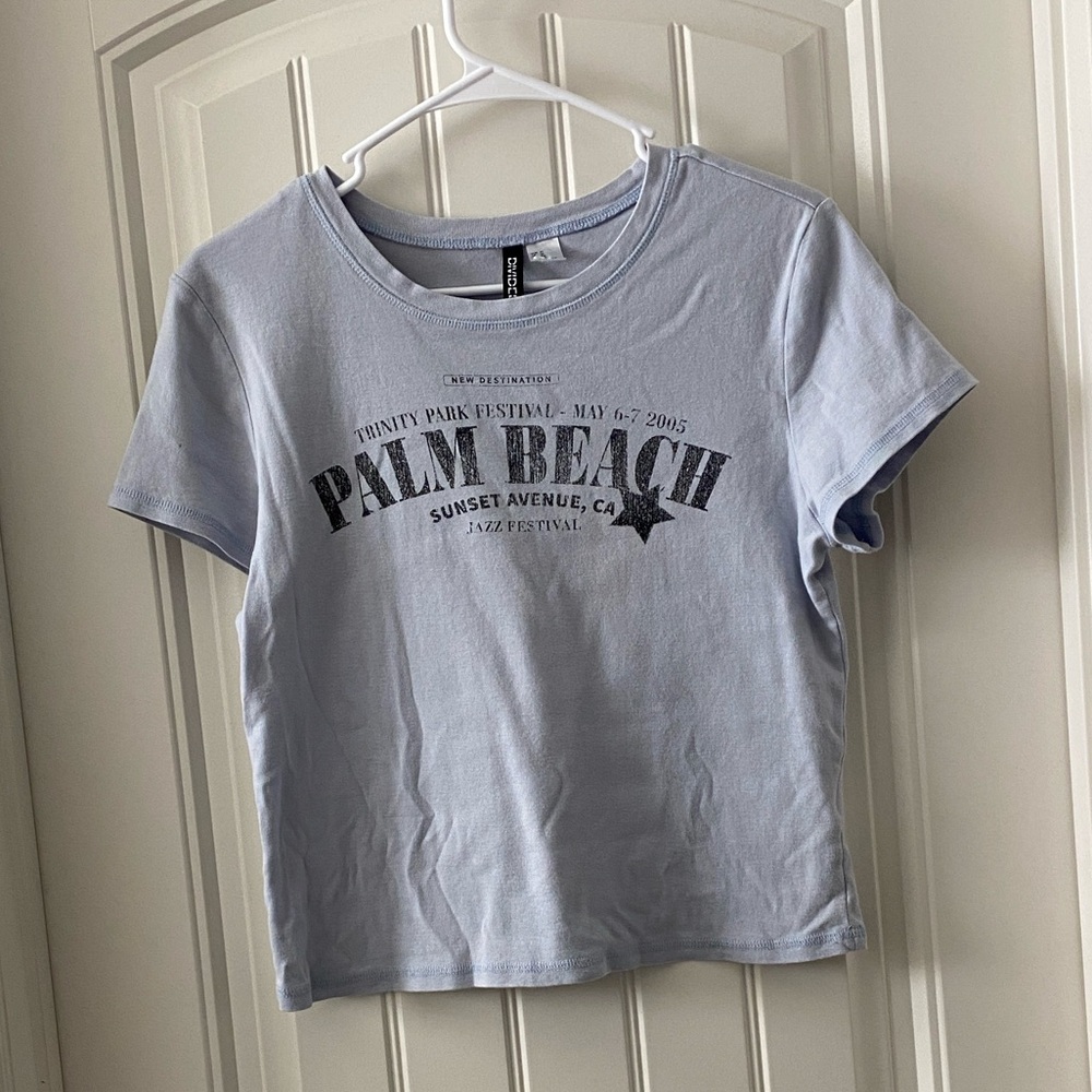 H&M Light Blue Palm Beach Tee
